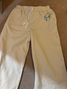 Ford Cream Boot Cut Sweatpants with Blue Graphic